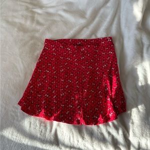 Boohoo red floral skirt